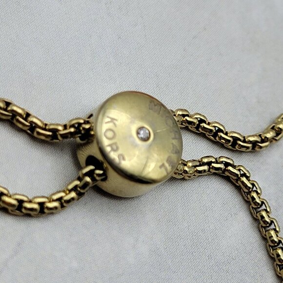 Michael Kors Logo Bar Chain Slider Bracelet Gold-Tone OS - Picture 10 of 13